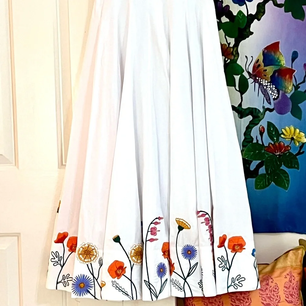 NWT Staud Wells Embroidered Midi Dress White Seed Shop - Picture 15 of 16